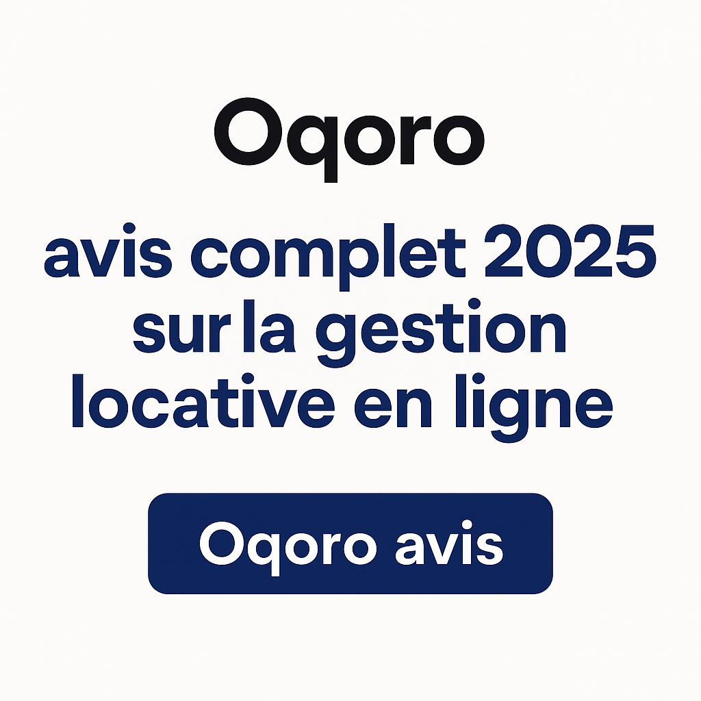 Oqoro avis complet 2025 sur la gestion locative en ligne – bannière professionnelle minimaliste en bleu et blanc